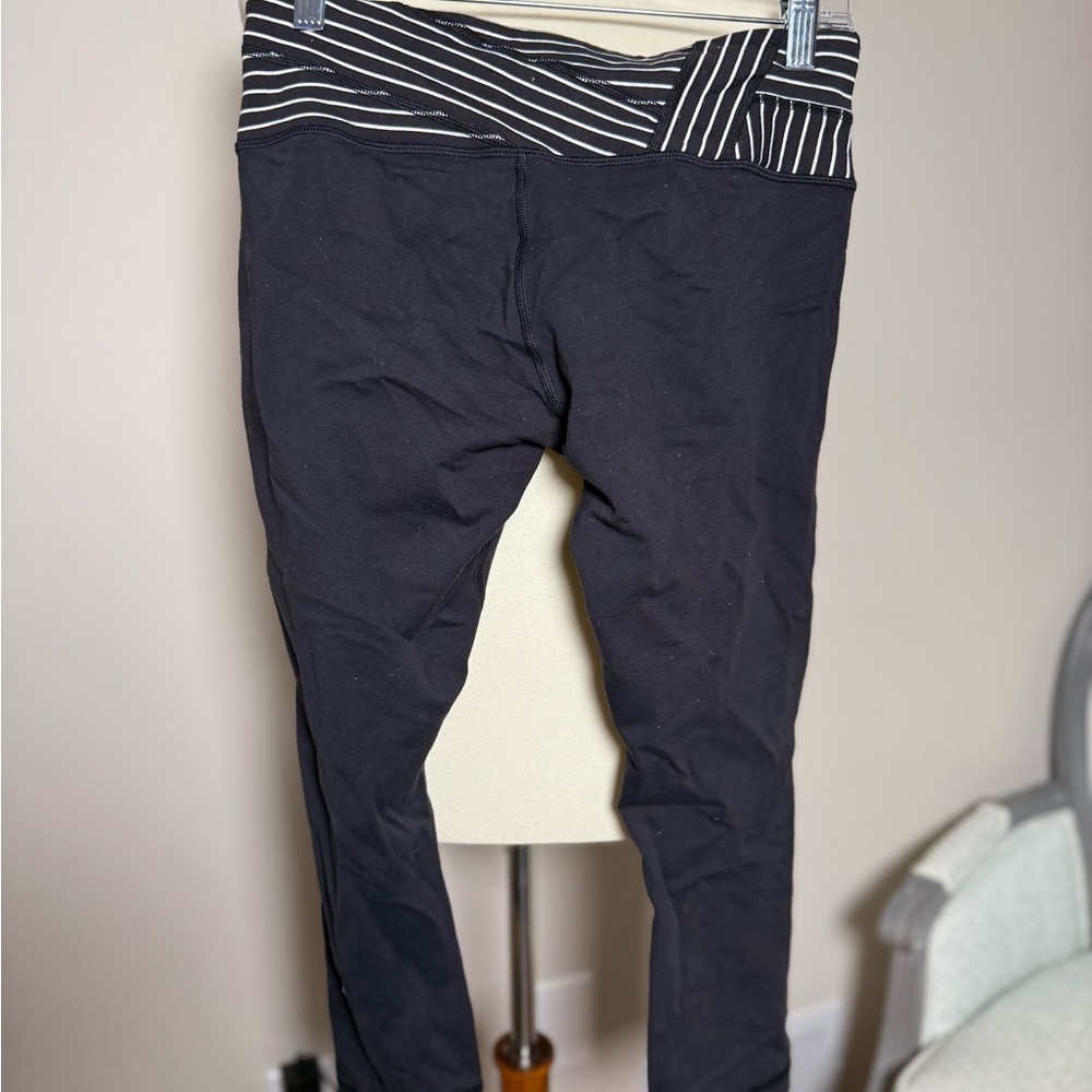 lululemon athletica Black Leggings with Striped Waistband